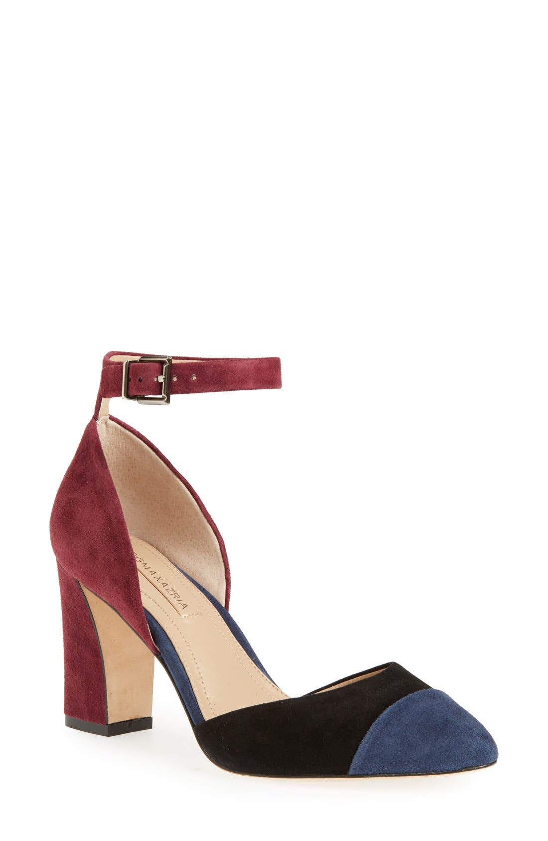 'Billee' Colorblock Pump, Main, color, DARK NAVY/ BLACK SUEDE