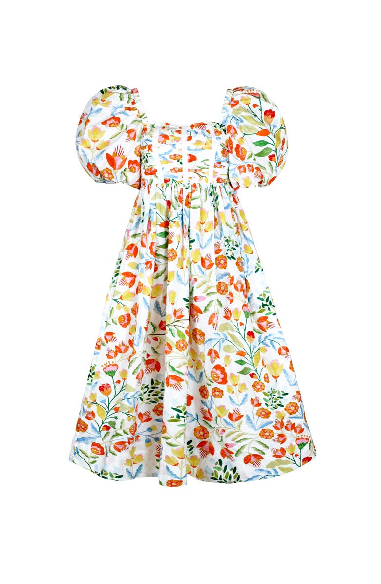 Jessie Zhao New York Flower Land Square Neck Cotton Midi Dress, Alternate, color,