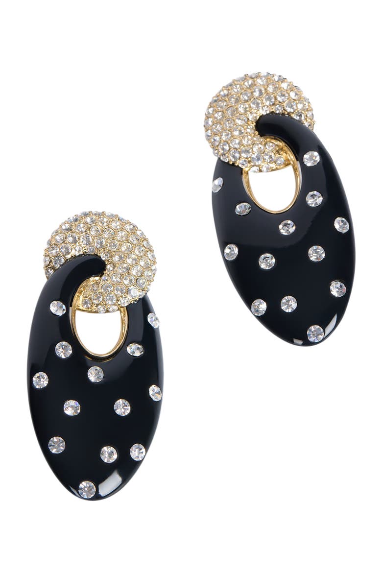 Lacquered Brass Organic Earrings with Crystals, Alternate, color, multicolor