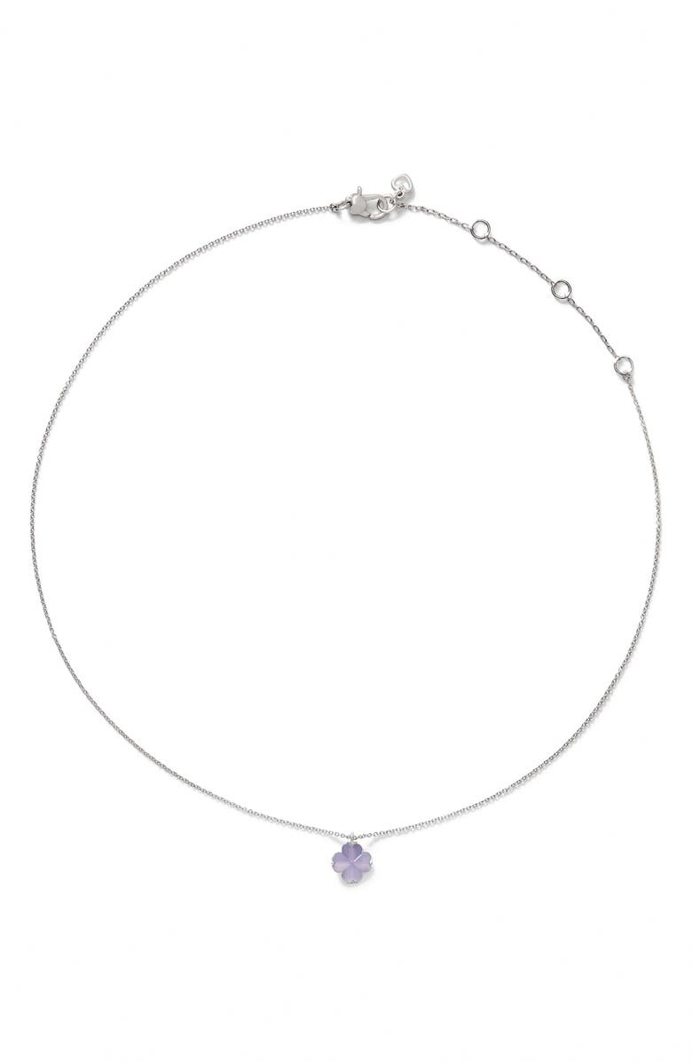 Kate Spade New York mini spade flower pendant necklace, Alternate, color, Light Purple/Silver