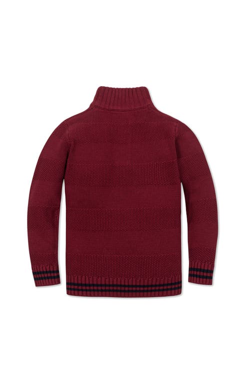 Hope & Henry Organic Mock Neck Stripe Sweater In Burgundy