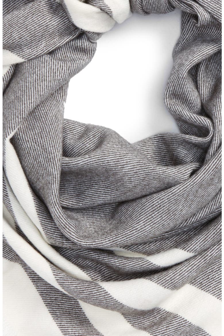 Striped Triangle Scarf, Alternate, color, GREY COMBO