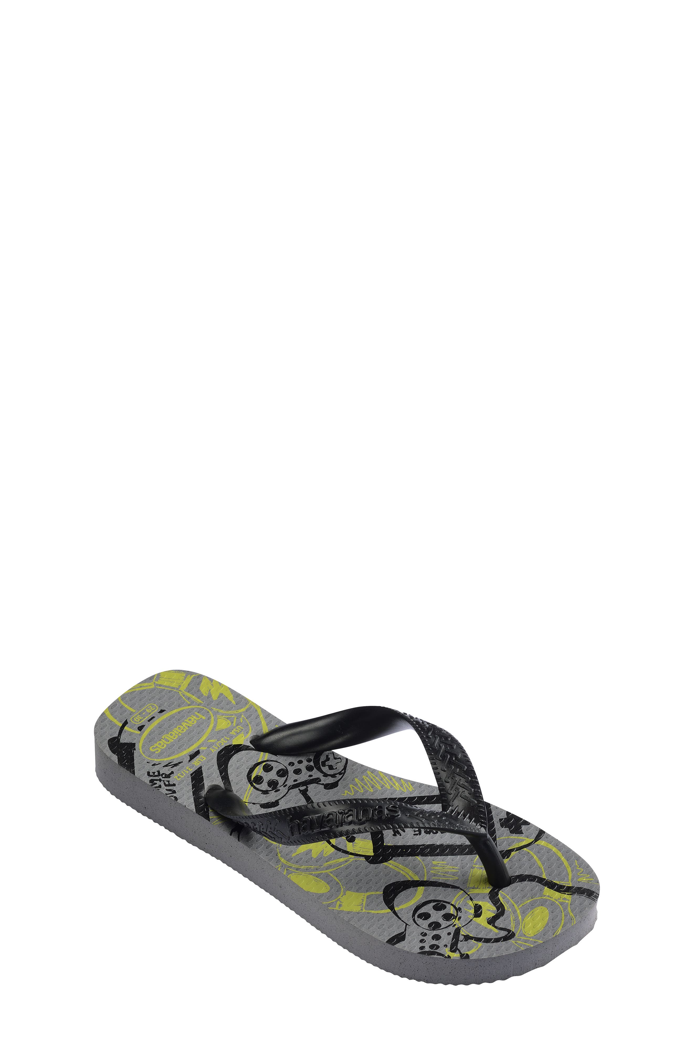 Havaianas Printed Footbed Flip-Flops, Main, color, Steel Grey