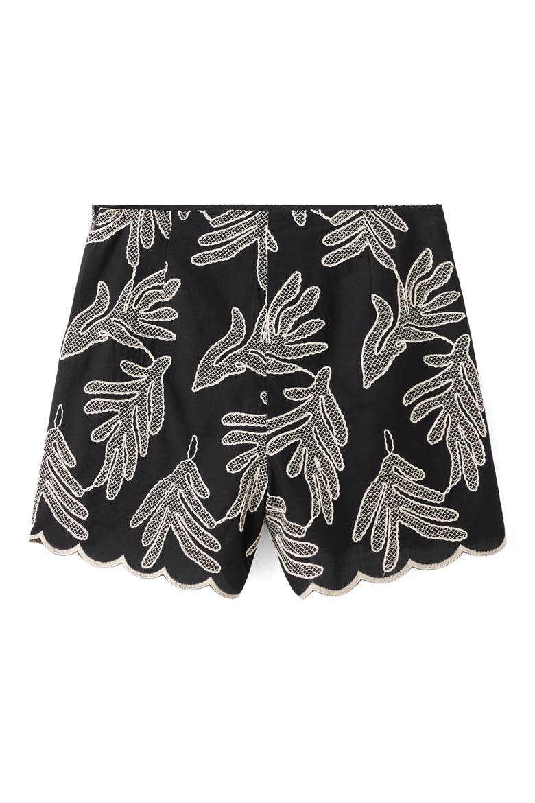 Embroidered Cotton Shorts, Alternate, color, BLACK