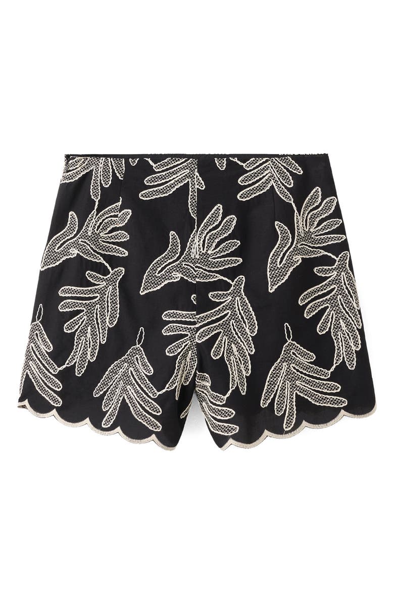 MANGO Embroidered Cotton Shorts, Alternate, color, Black