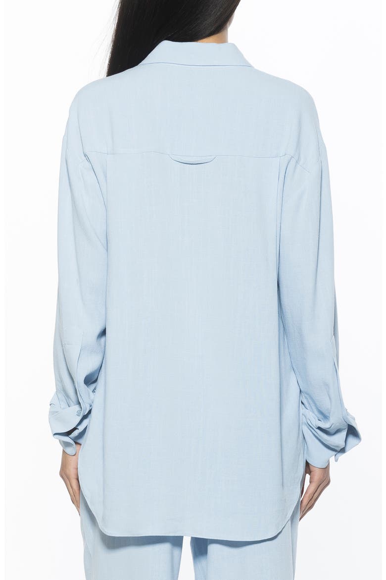 Amber Oversize Linen & Cotton Button-Up Shirt, Alternate, color, BLUE