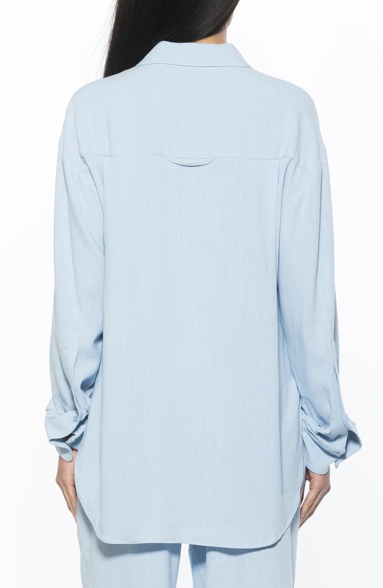 Alexia Admor Amber Oversize Linen & Cotton Button-Up Shirt, Alternate, color, Blue