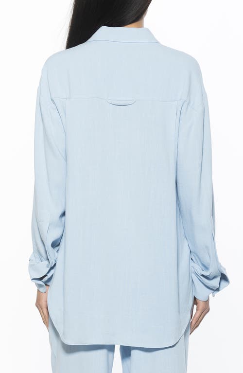 Alexia Admor Amber Oversize Long Sleeve Linen Button-up Shirt In Blue