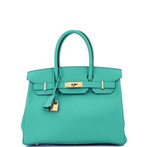 Pre-owned Hermes Hermes Birkin Handbag Green Epsom With Gold Hardware 30 In Green