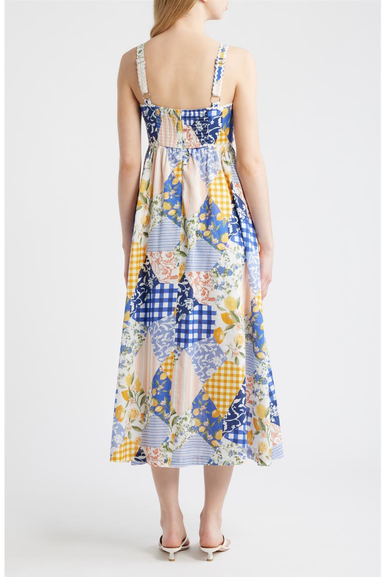 Patchwork Print Cotton Midi Dress, Alternate, color, OFF WHITE MULTI