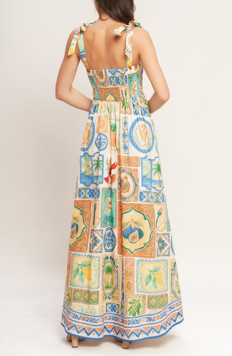 FLYING TOMATO Print Tie Strap Sundress, Alternate, color, Peach