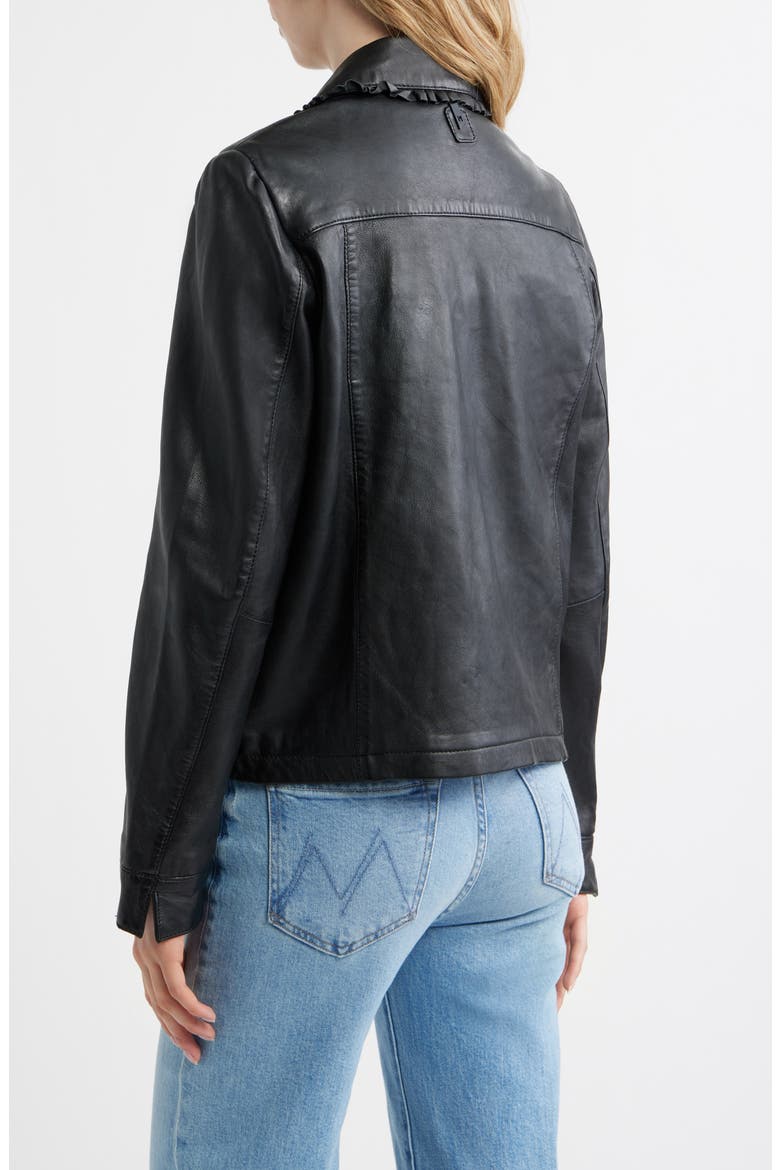 Limma Ruffle Leather Jacket, Alternate, color, BLACK