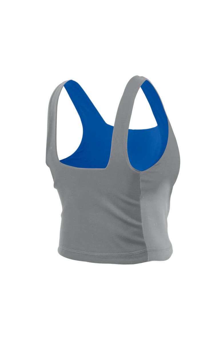 New Era Women's New Era Blue/Gray Detroit Lions Reversible Cropped Sport Classics Tank Top, Alternate, color,