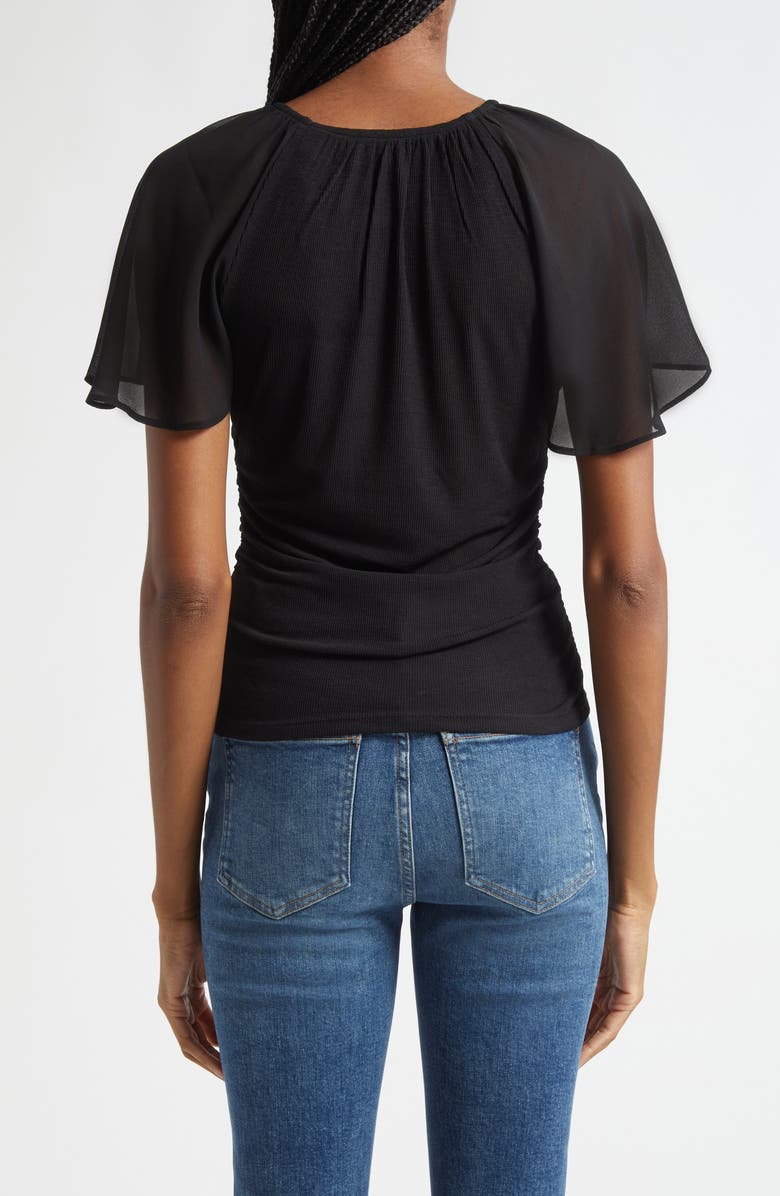 Veronica Beard Arisa Mixed Media Top, Alternate, color, Black