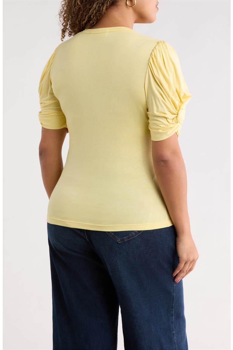 Ruched Sleeve Top, Alternate, color, LEMON