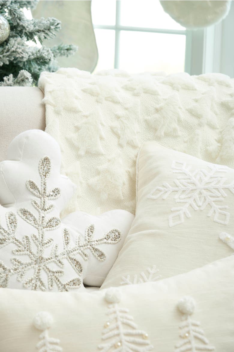 Frosted Tree Throw Blanket, Alternate, color, White