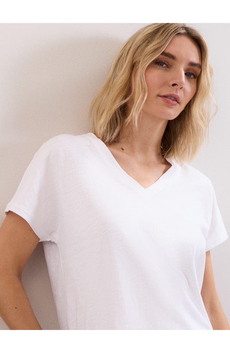 Phase Eight Saphiya Slub Cotton V-Neck T-shirt, Main, color, White