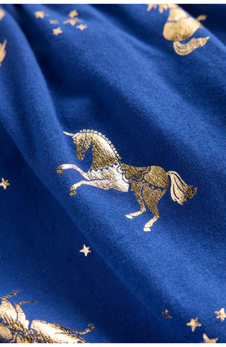 Mini Boden Kids' Ariel Unicorn Print Dress, Alternate, color, Sapphire Blue Unicorns