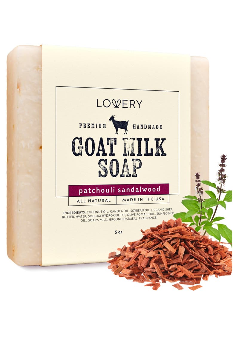 Lovery Handmade Goat Milk Soap Made in USA - Patchouli Sandalwood - Single, Main, color, Single