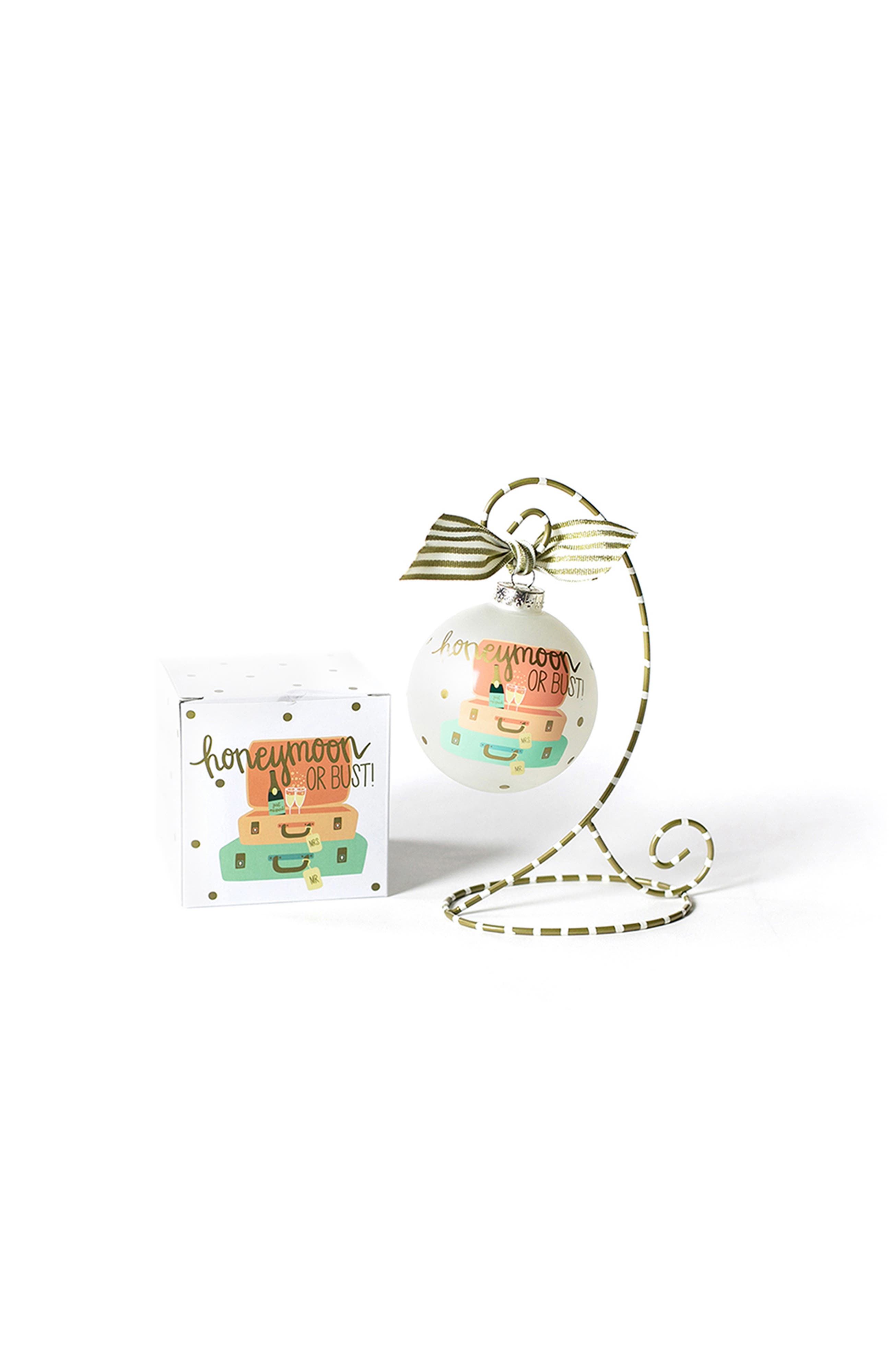 Coton Colors by Laura Johnson Honeymoon or Bust Glass Ornament with ...