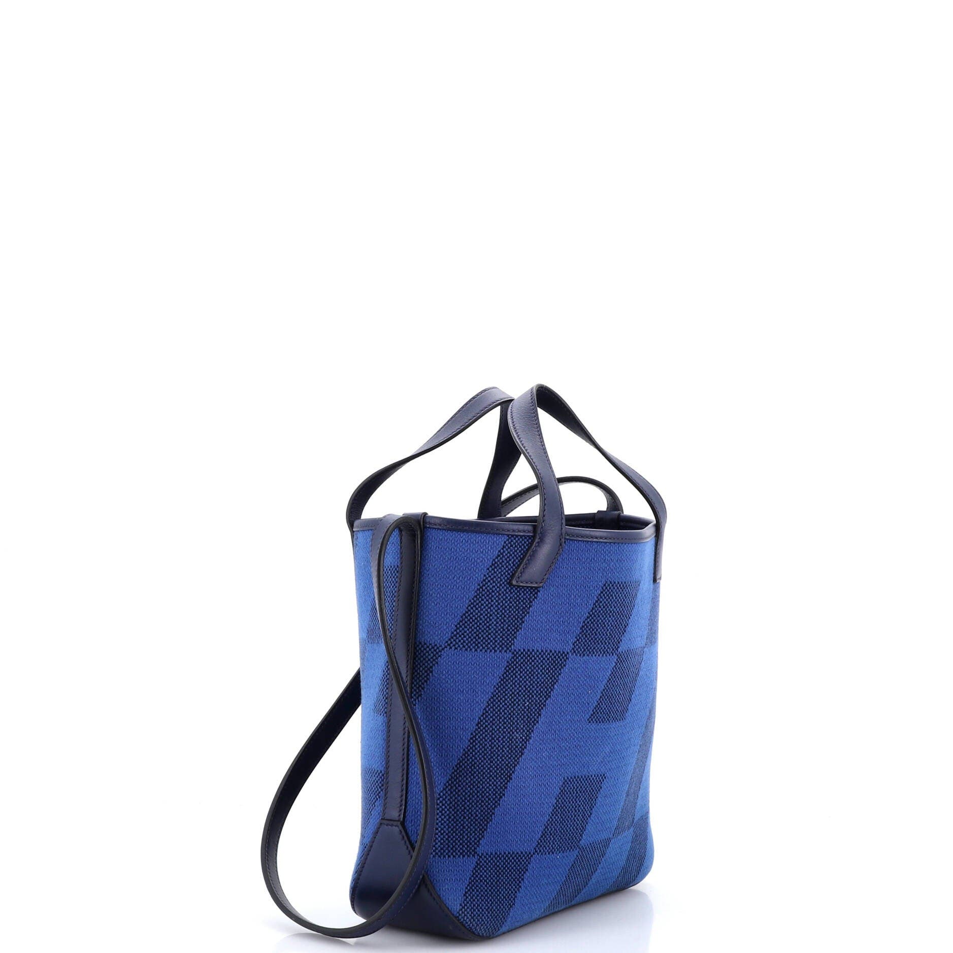 Pre-Owned Hermes Cabas H en Biais Tote Canvas with Leather 27, Alternate, color, Bleu Saphir