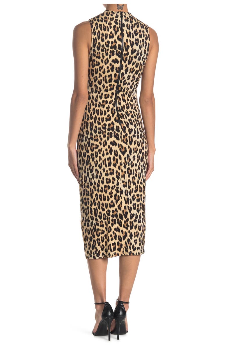 Alice + Olivia Alice and Olivia Delora Leopard Print Bodycon Midi Dress, Alternate, color, 