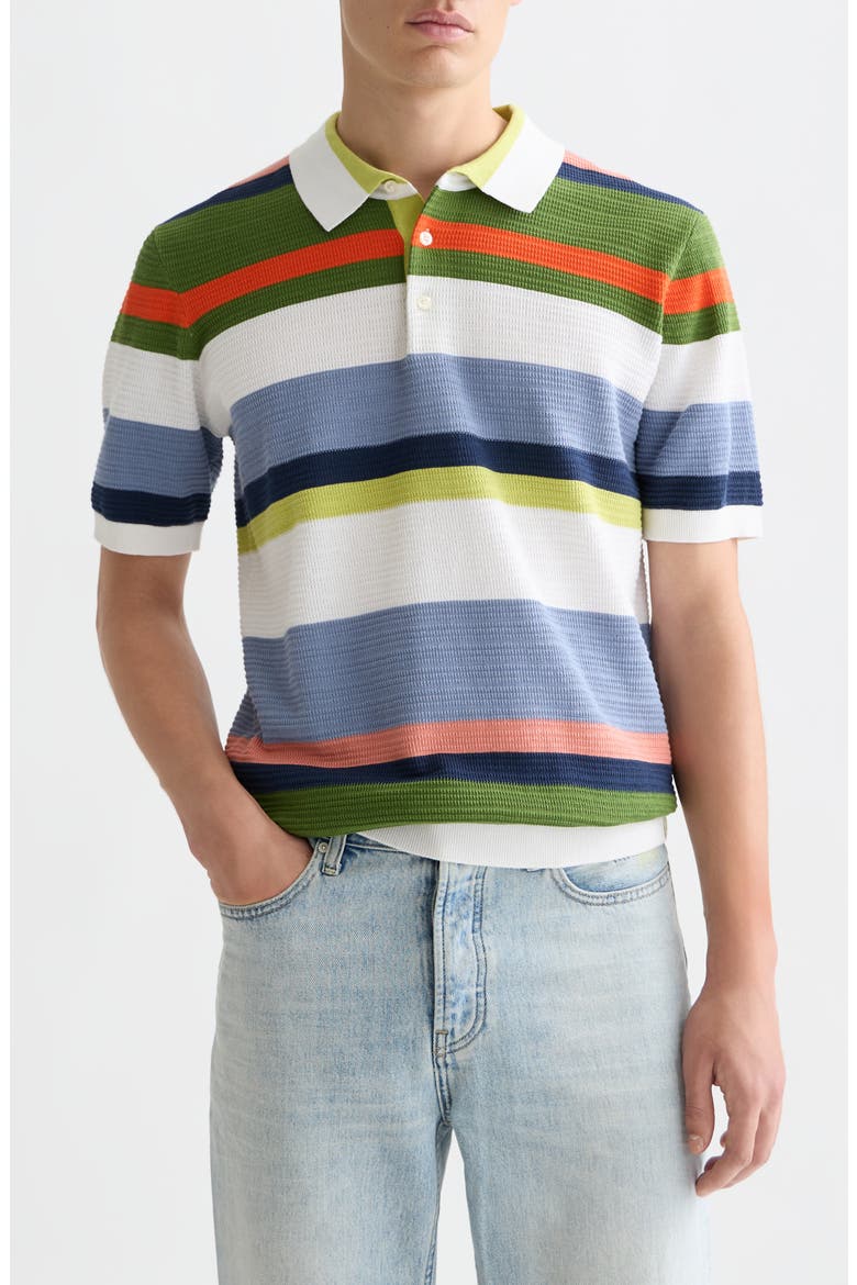 Stripe Textured Polo, Main, color, OFF WHITE STRIPE