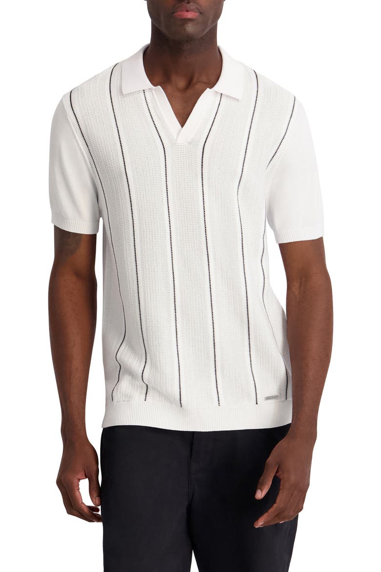 Vertical Stripe Jacquard Polo, Main, color, WHITE