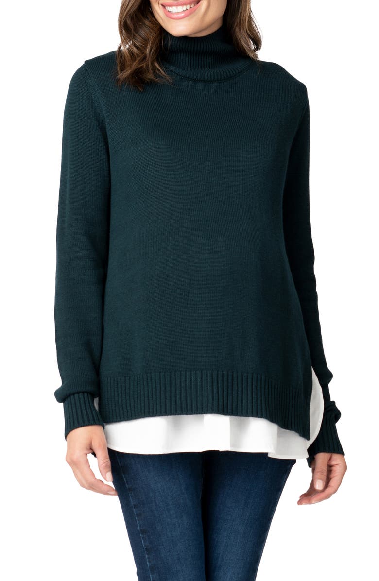Seraphine Layered Maternity/Nursing Turtleneck Sweater, Main, color, 