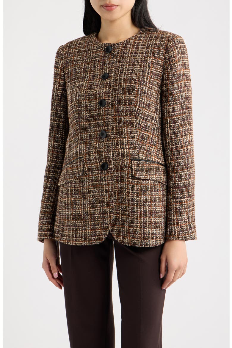 Collarless Blazer, Main, color, DEEP MAHOGANY MULTI