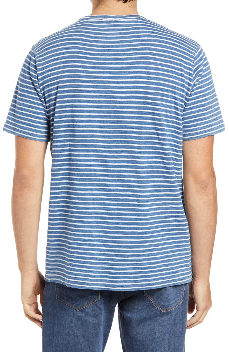 Peter Millar Seaside Indigo Stripe Pocket T-Shirt, Alternate, color,