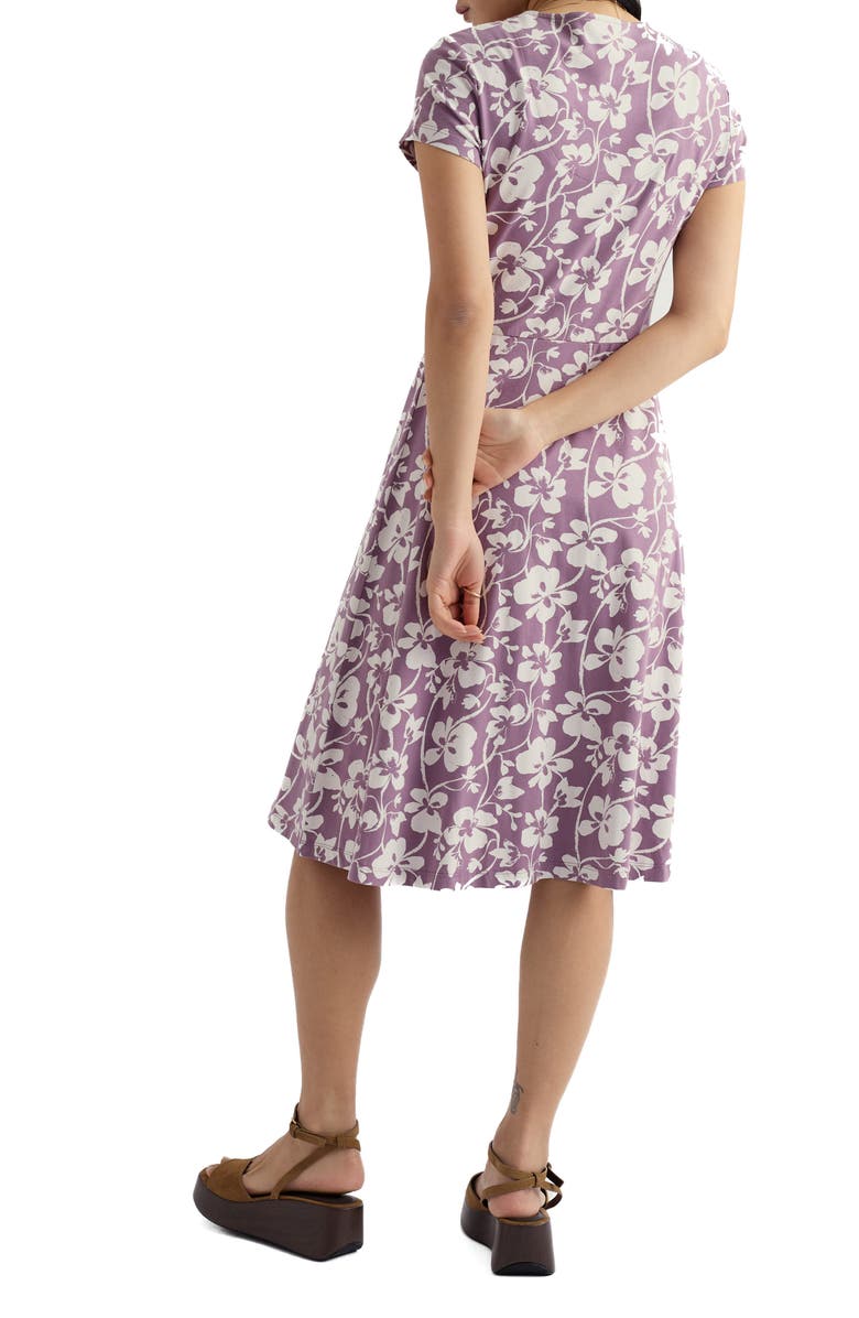 Seasalt Cornwall Pier View Floral Print Flare Stretch Organic Cotton Dress, Alternate, color, Mallow Vine Verbena