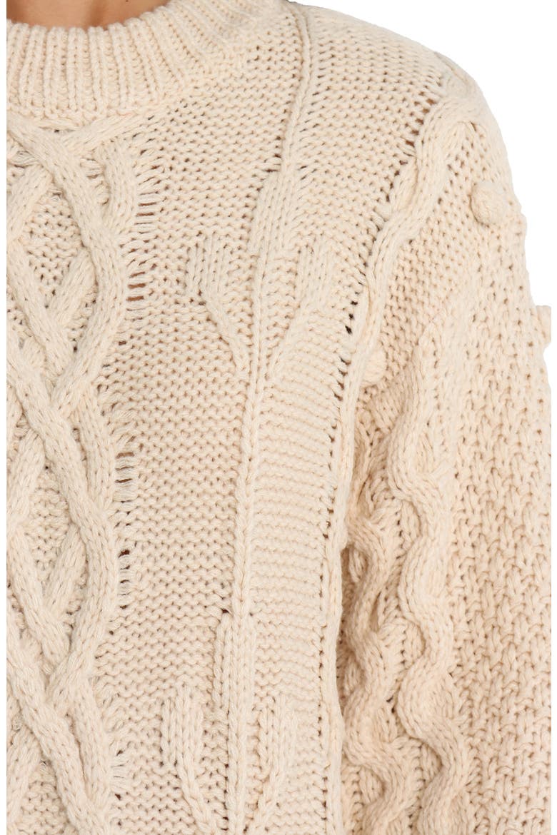 Mona Cable Stitch Long Sleeve Sweater Minidress, Alternate, color, CREAM