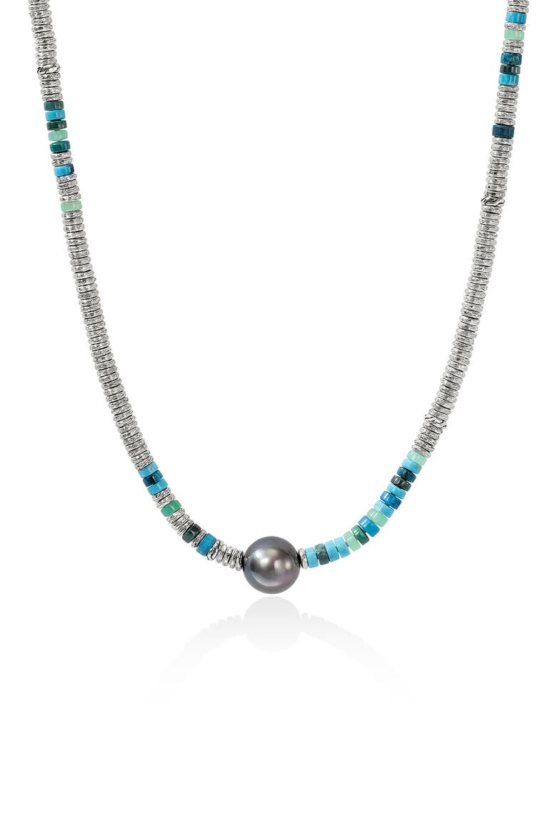 Heishi Freshwater Pearl & Bead Necklace, Main, color, SILVER/ TURQUOISE