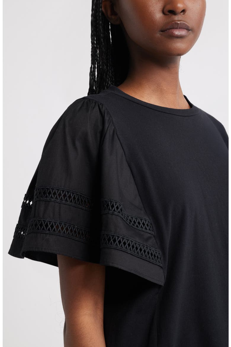 Mixed Media Top, Alternate, color, BLACK