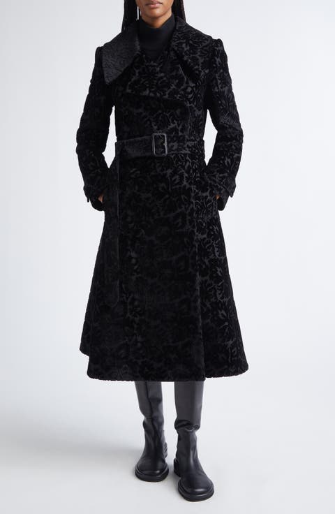Belted Baroque Velvet Trench Coat