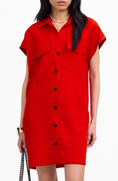 Linen Utility Shirtdress