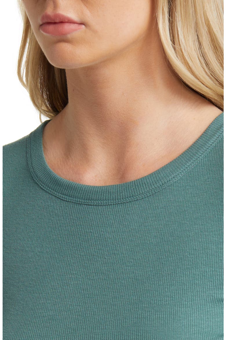Rib Long Sleeve Crop Top, Alternate, color, GREEN PINE