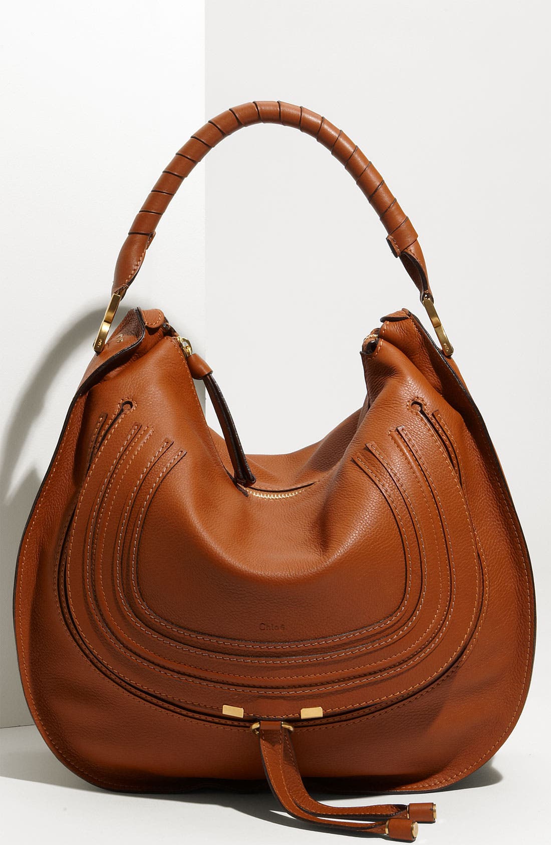 'Marcie - Large' Leather Hobo, Main, color, TAN