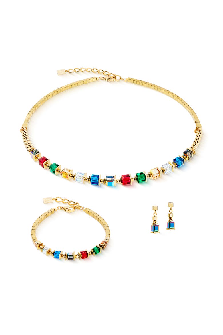 Sparkling Cubes Fusion Chain Gold Necklace, Alternate, color, Multicolor