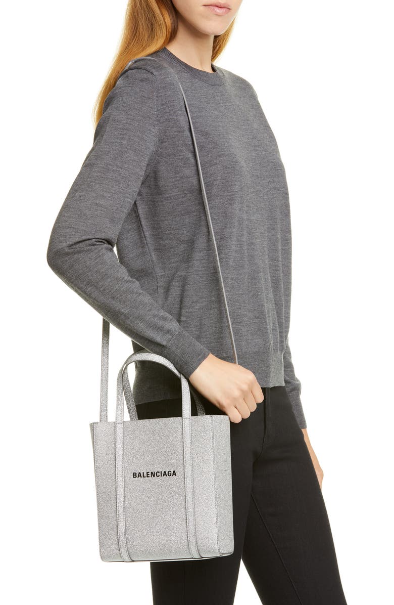 Balenciaga Extra Extra Small Everyday Glitter Leather Tote, Alternate, color,