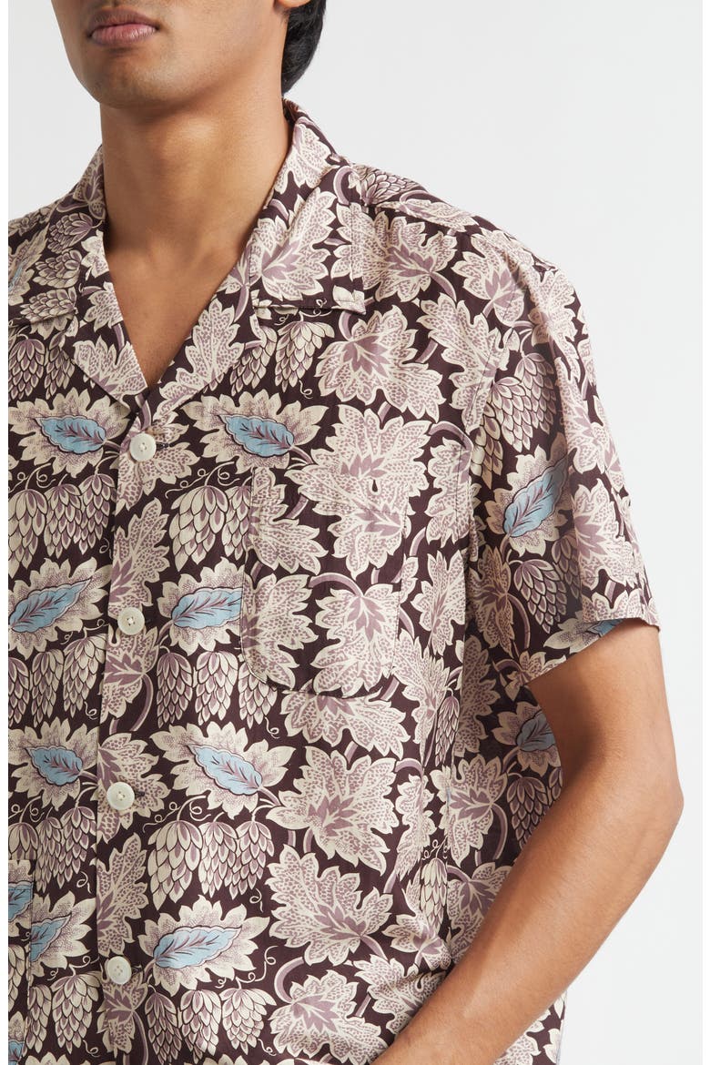 Wisteria Short Sleeve Cotton & Silk Button-Up Shirt, Alternate, color, MAUVE