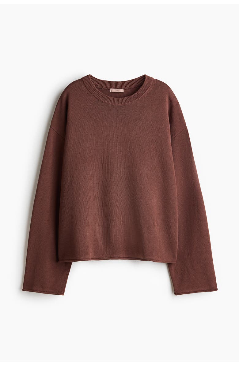 H&M Roll-edge Jumper, Alternate, color, Brown