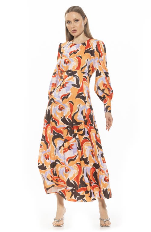 Alexia Admor Yesenia Long Sleeve Empire Waist Maxi Dress In Yellow Multi