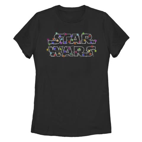 Women's Christmas Logo String Lights Short Sleeve Graphic T-Shirt