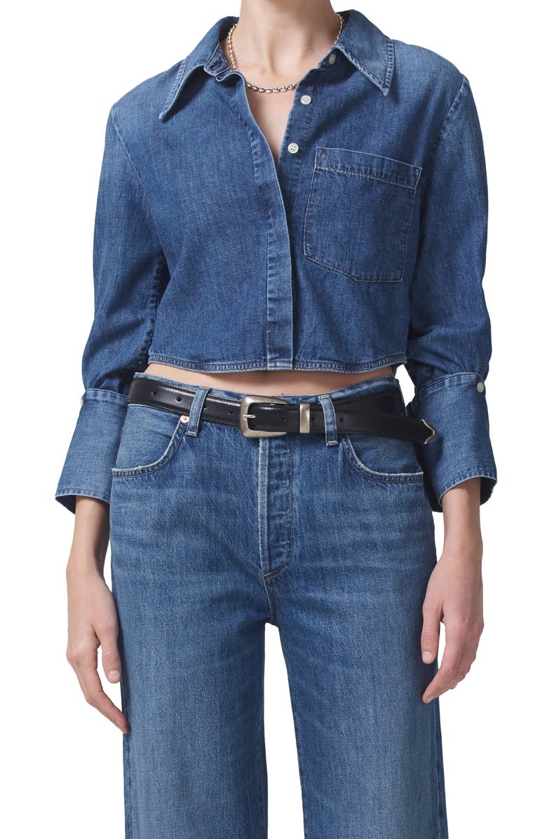 Citizens of Humanity Bea Crop Denim Button-Up Shirt, Main, color,