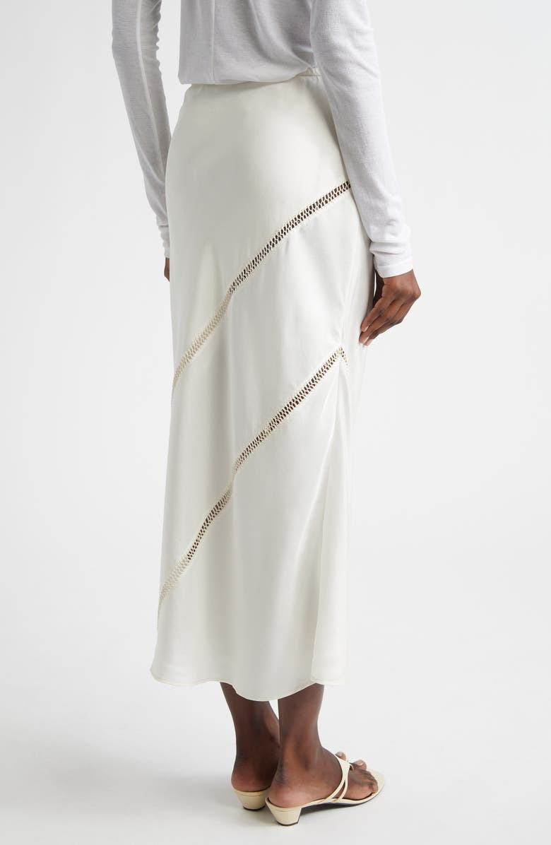 Diotima Tobago Embroidered Silk Midi Skirt, Alternate, color, Off-White