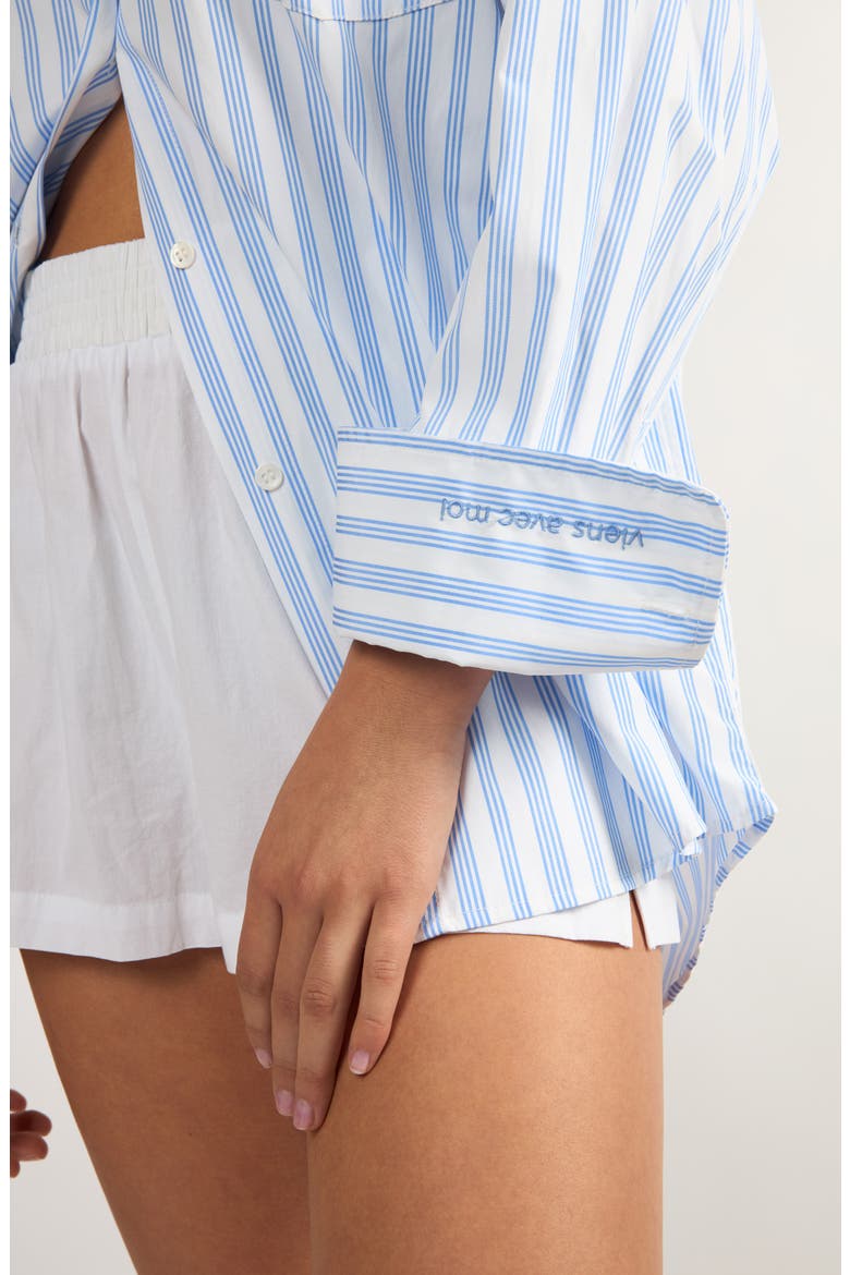 Seaside Stripe Button-Up Shirt, Alternate, color, BLUE STRIPE