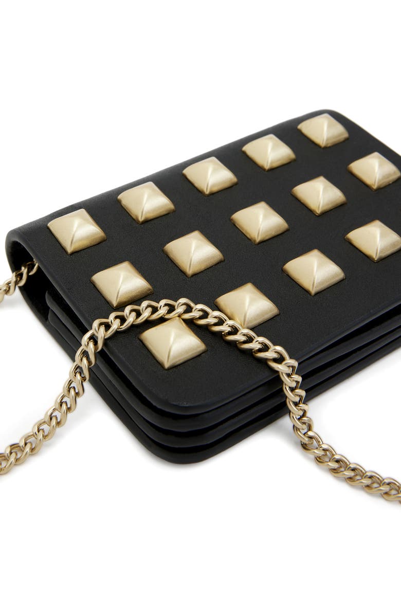 AllSaints Honore Stud Leather Card Holder, Alternate, color, 