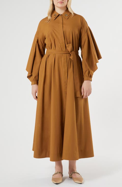 Nanfora Long Sleeve Cotton Shirtdress (Plus)